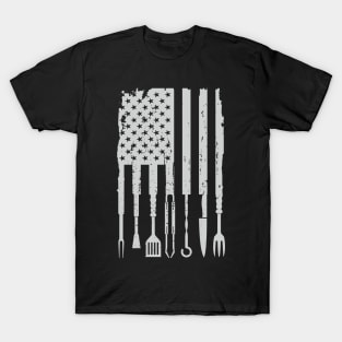 BBQ Smoker Grilling Pitmaster Barbecue American Flag T-Shirt